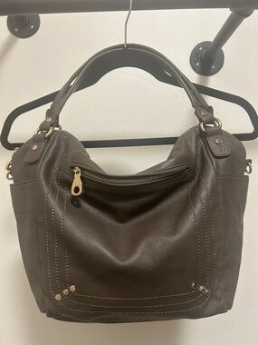 Women's Leather Shoulder Bag with Gold Hardware
